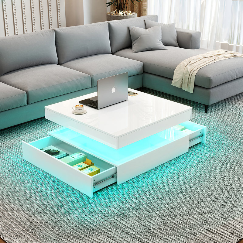 Wrought Studio LED Light Coffee Table for Living Room with Storage